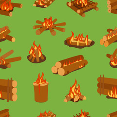 Bonfires isolated vector illustration.