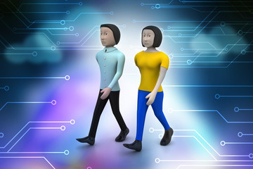 Fototapeta premium Two friends walk together