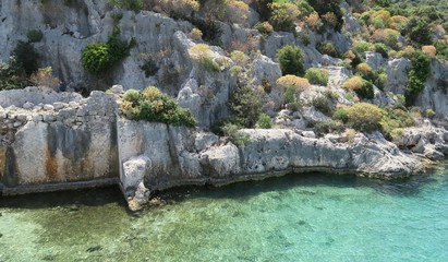 Kekova Island and the Ruins of the Sunken City Simena in the Antalya Province, Turkey