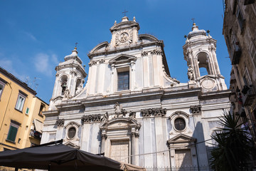Fototapeta na wymiar Facade of the Girolamini church in Naples