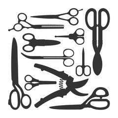 Scissors vector icons set