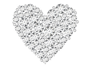 3D illustration diamond heart on a white background