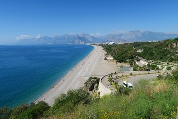 Konyaalti Beach, the City of Antalya and Taurus Mountains