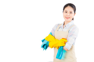 woman ready for spring cleaning with gloves