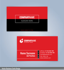 Black and Red modern business card template, vertical, Illustration Vector 10