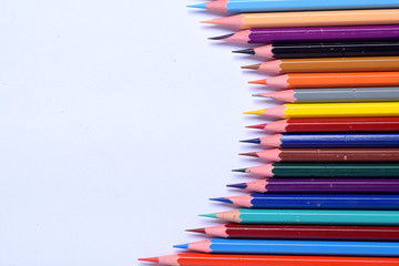 Color pencils isolated on white background.Close up.
