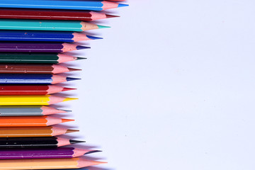 Color pencils isolated on white background.Close up.