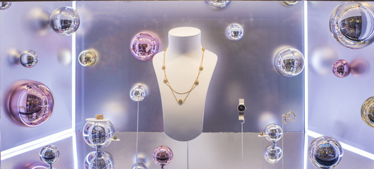 Showcase with jewelry