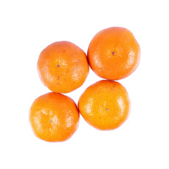 four oranges isolated on white