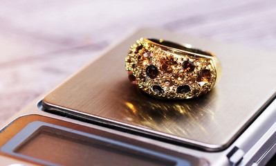 Tools of jewellery. Beautiful ring.
