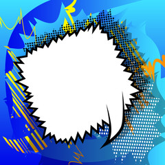 Vector illustrated speech bubble on comic book background.
