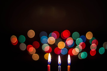 candle light at night with color bokeh