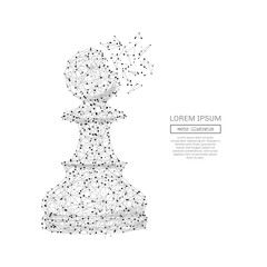 Abstract polygonal space low poly chess pawn with connecting dots and lines. Wireframe Business strategy connection structure. Futuristic Vector Illustration.