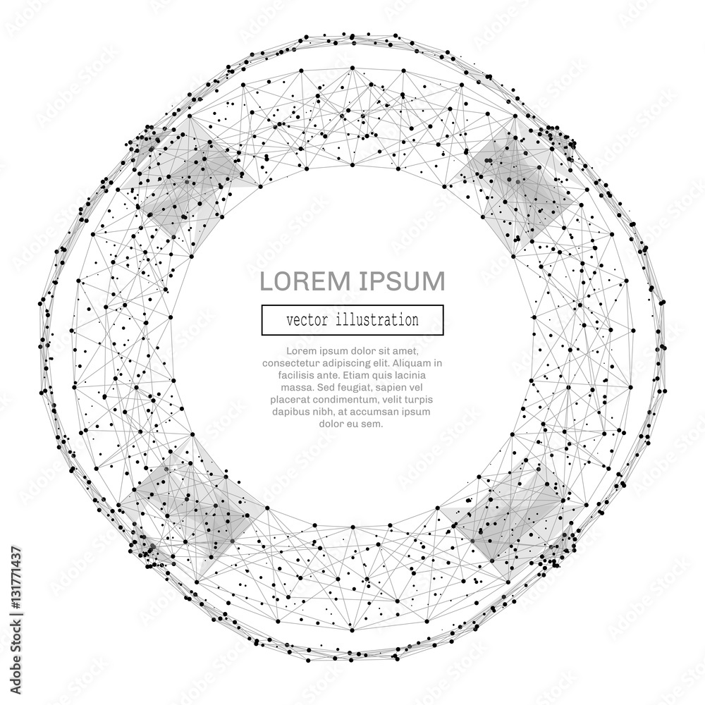 Poster Abstract polygonal space low poly lifebuoy with connecting dots and lines. Wireframe Business business concept connection structure. Futuristic Vector Illustration.