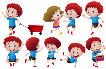 Boys in different actions