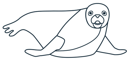 The figure of the seal. Line icon. Vector drawing of a series of Arctic animals. The element for the logo and design