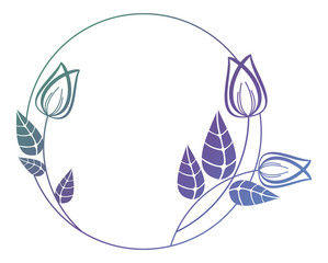 Beautiful round floral frame with gradient fill. Raster clip art.