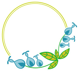 Beautiful round frame with decorative flowers. 