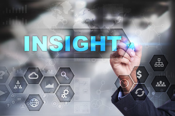 Businessman is drawing on virtual screen. insight concept.