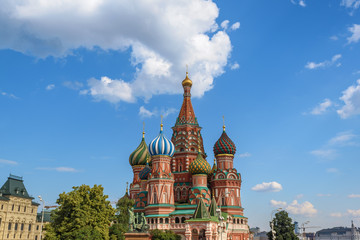 Fototapeta premium View of St. Basil's Cathedral from Red Square in Moscow. Russia. Tourism.