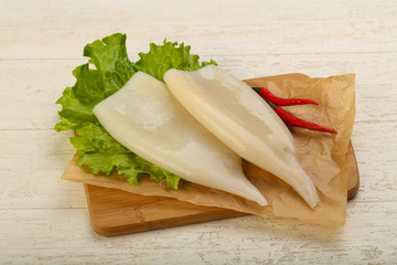 Raw squid fillet