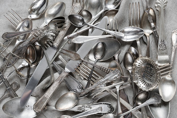 Silverware on a linen fabric