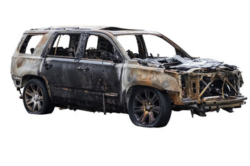 burnt broken car