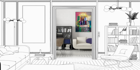 Entwurf einer Apartment-Einrichtung (panoramisch)