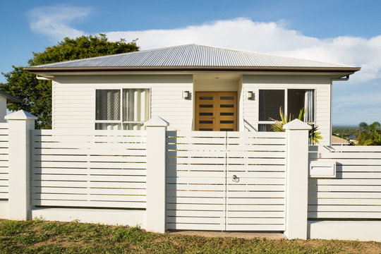 New Modern Contemporary House Exterior With Fence And Front Door