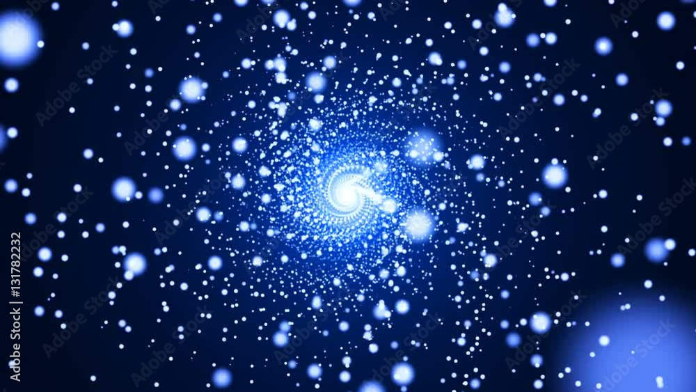 Poster abstract background with spiral particles and flares. 3d rendered. seamless loop