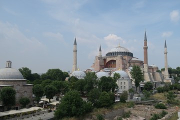 Fototapeta na wymiar Hagia Sophia, Christian Orthodox Patriarchal Basilica, Imperial Mosque and now a Museum in Istanbul, Turkey