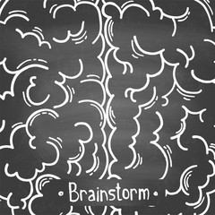 Concept of the human brain on the chalkboard