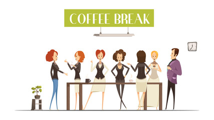 Coffee Break Cartoon Style Illustration