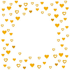 Heart Golden background. For Valentines day gold color watercolor hand paint isolated on white background. Detail 

or closeup brush stroke pattern. 
