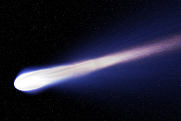 Space Scene Background with Bright Ice Comet