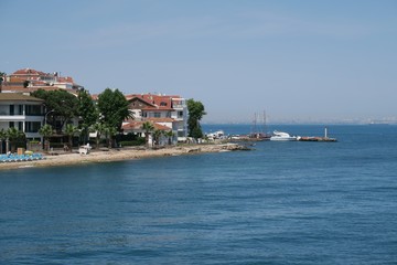Fototapeta na wymiar Kinaliada, Istanbul - The Beach near the Port of Prince Island Kinali and the Marmara Sea