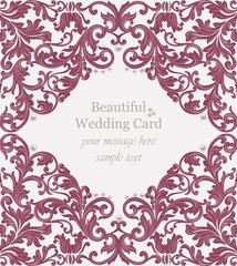 Wedding Invitation card pearls delicate lace