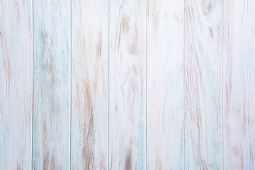 Blue, turquoise, white old wooden plank background. Vertical stripes