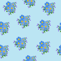 Seamless floral pattern. Forget-me-nots on a blue background vector illustration