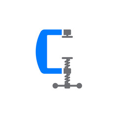 C clamp icon vector, filled flat sign, solid colorful pictogram isolated on white. Compress symbol, logo illustration