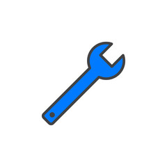 Wrench, spanner line icon, filled outline vector sign, linear colorful pictogram isolated on white. Symbol, logo illustration