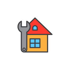House repairs line icon, filled outline vector sign, linear colorful pictogram isolated on white. Symbol, logo illustration