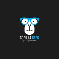 Gorilla Logo Design Template. Vector illustration with flat style