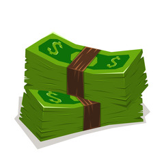 cartoon money bundles illustration isolated on white background