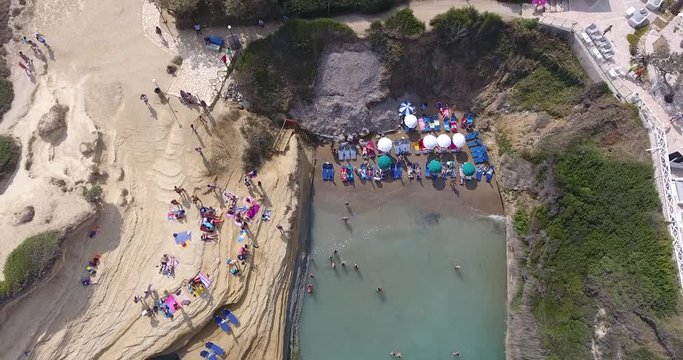 Corfu Sidari Canal D'Amour famous beach aerial view from a drone