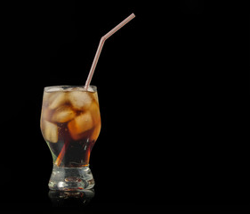 Cold glass of coka with ice