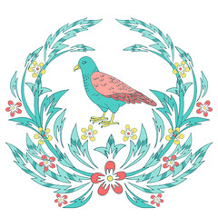 Vector baroque style design with flowers and leaves. Victorian vintage style hand drawn illustration, floral composition with birds