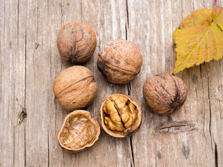 Walnuts on a wooden board