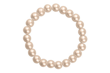 Bronze round elastic bracelet made of medium pearl-like round beads, isolated on white background, clipping path included