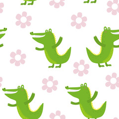Cute crocodile in cartoon style. pattern